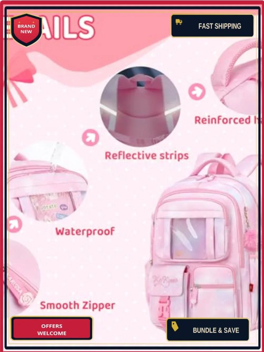 Waterproof Laptop Backpack for Kids Teens Boys Girls Large Capacity Bookbag